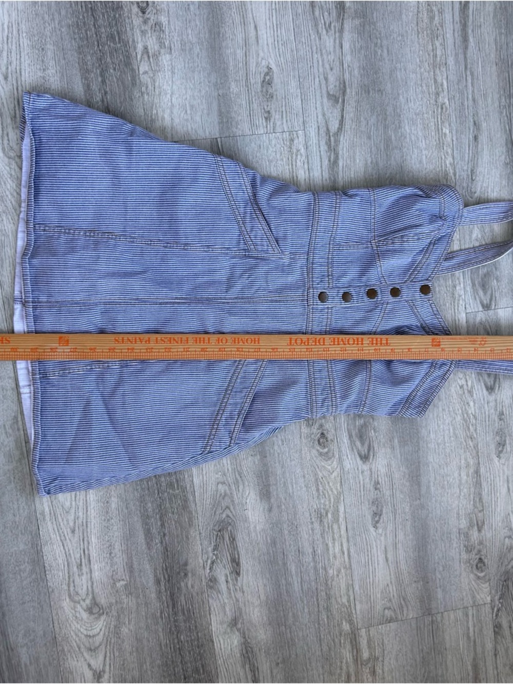 Japna Pinstriped Denim dress Womens Size S Blue Cottagecore Picnic Spring - Picture 5 of 8